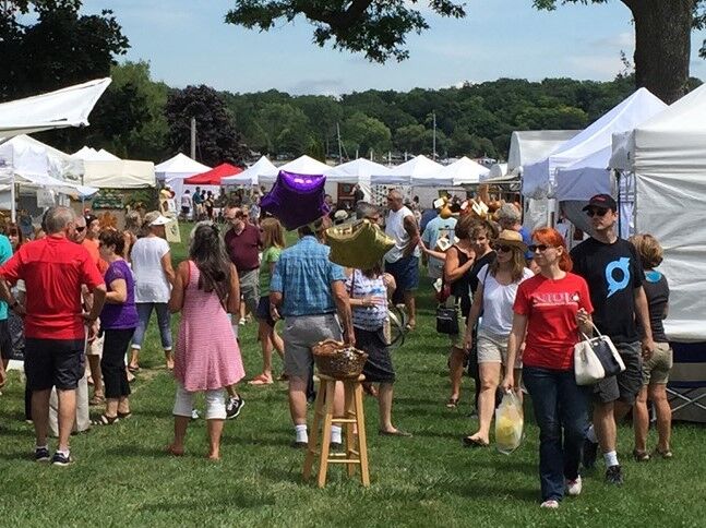 Crowd scene at a past Williams Bay Fine Arts & Music Fest gathering at Edgewater Park in Williams Bay