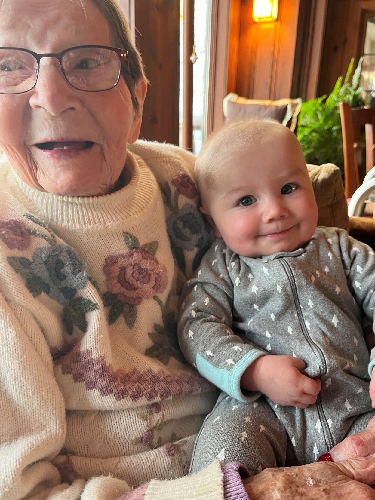 Theodora Lottig Kasch spends some quality time with her great-grandson Teddy