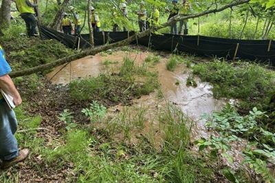 An estimated 1,600 to 1,900 gallons of drilling fluid spilled into a forested wetland on the Bad River Band’s reservation during construction of Enbridge’s Line 5 reroute on June 27, according to EarthJustice.