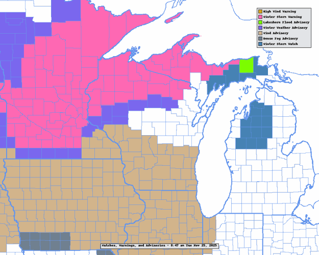 NWS watches, warnings, advisories as of Tuesday morning