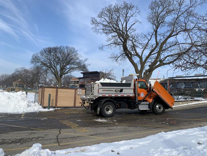 Snow being delivered to Riviera Plaza