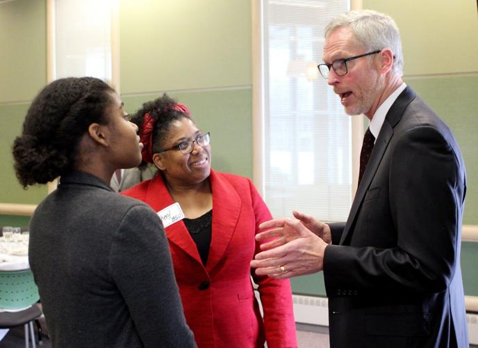 Jim Johnsen speaking to students