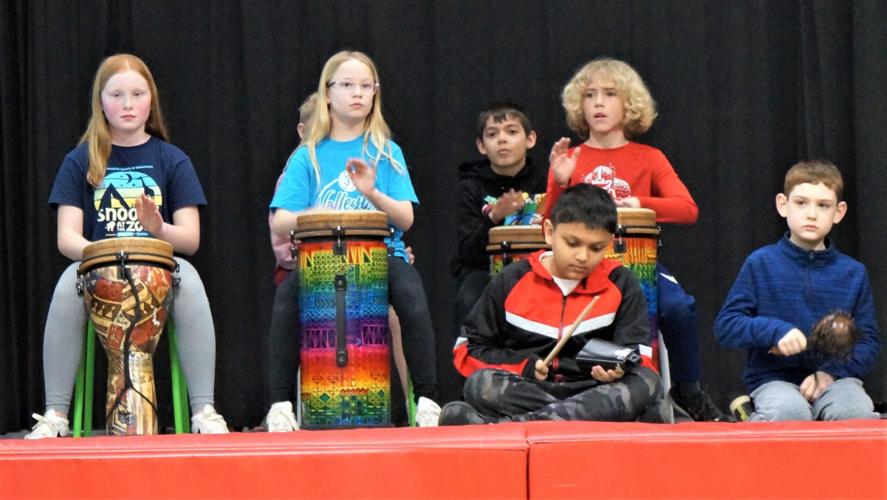 Fontana Elementary School fourth-graders play percussion at the school's March 9 Music in Our Schools Month celebration concert