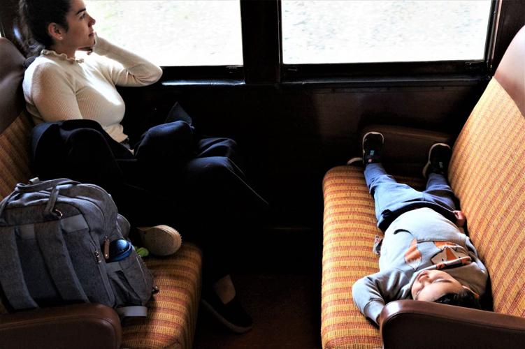 Yesica Rojo watches the passing scenery during a recent ride on the East Troy Electric Railway