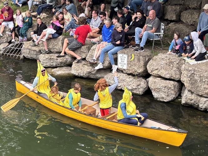 A family dressed as bananas