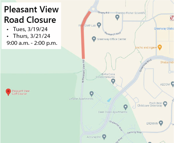 Pleasant View Road closure map