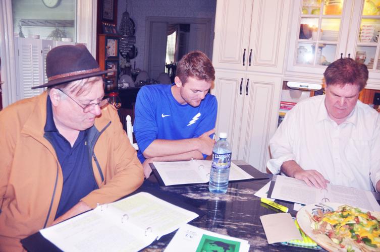 Geneva Theatre Actors Guild members Harold Johnson, from left, Nick Robison, and James McClure