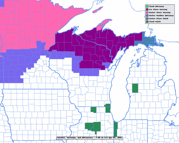 NWS watches, warnings, advisories 4-3-26