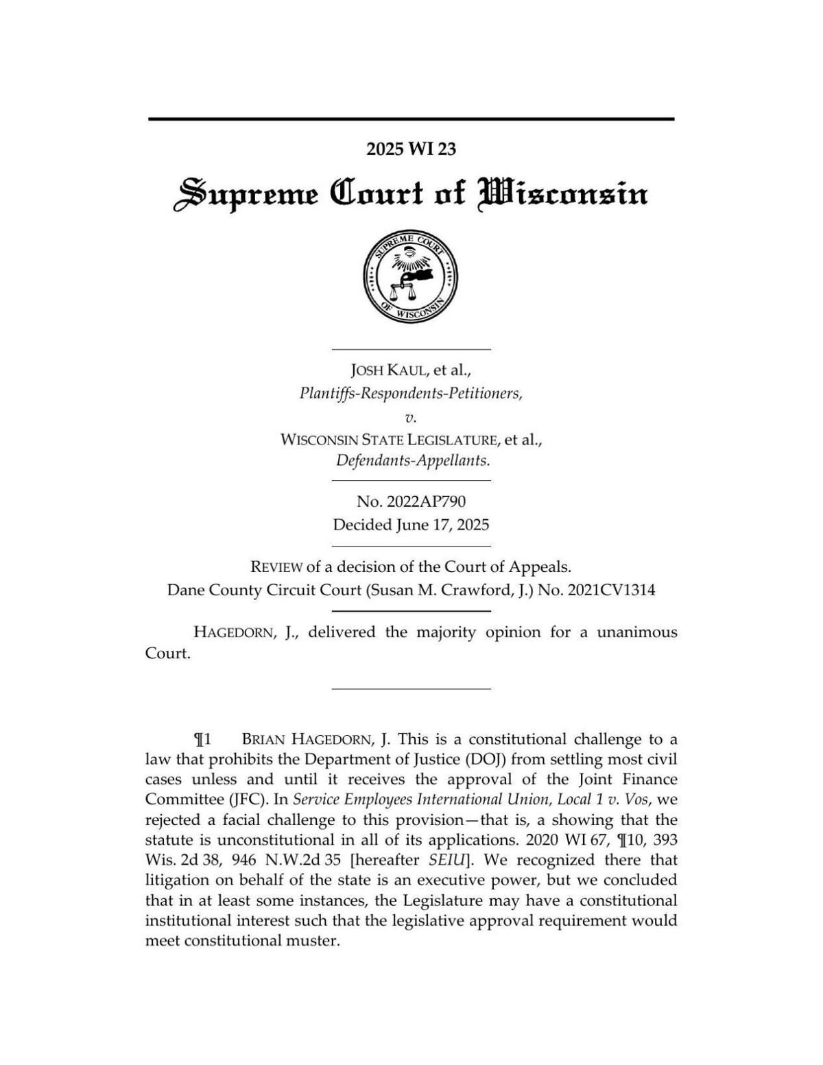 Supreme Court ruling on Kaul v. Wisconsin State Legislature