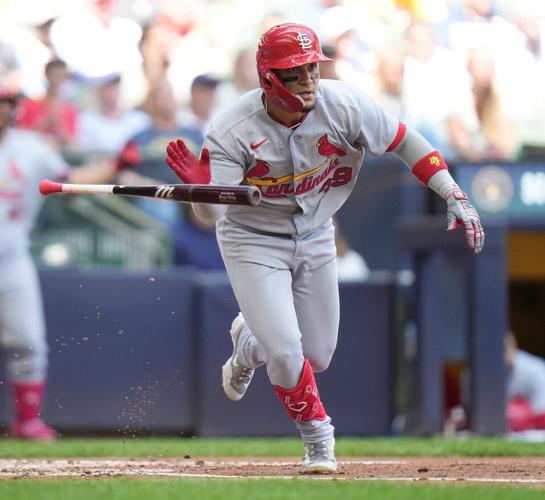 St. Louis Cardinals left fielder Bryan Torres (39) triples (1) on a sharp line drive to Milwaukee Brewers right fielder Sal