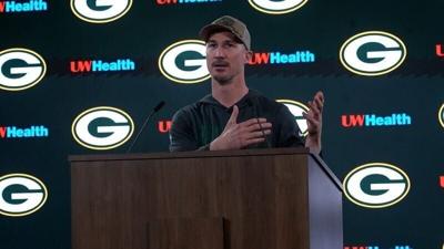 Green Bay Packers special-teams coordinator Cam Achord meets with the media May 4 at Lambeau Field.