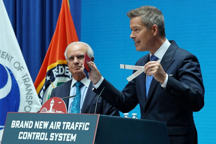 FILE PHOTO: U.S. Transportation Secretary Duffy and aviation industry leaders launch air safety initiative in Washington