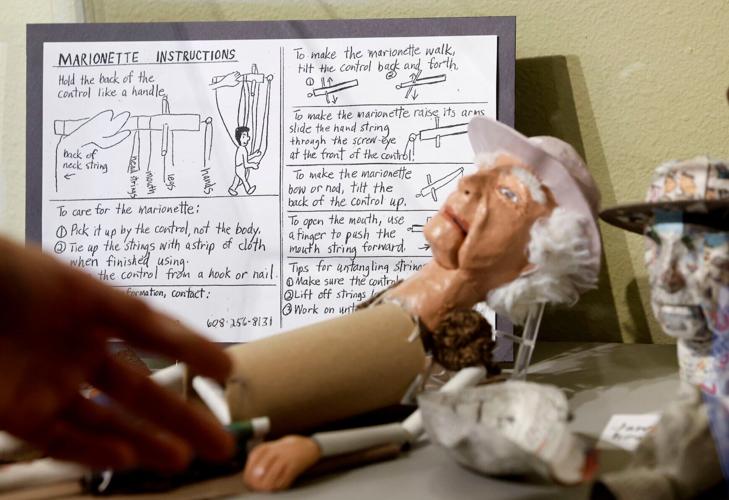 Frank Lloyd Wright puppet in progress by Ken Vogel