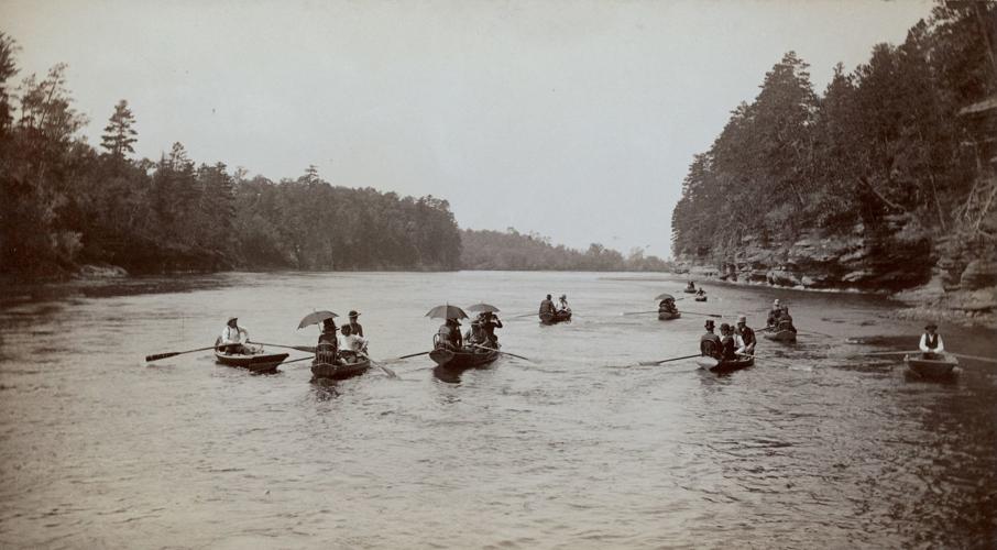 1870s "Fleet of Rowboats on a Sunday Afternoon -- Dells Guides"