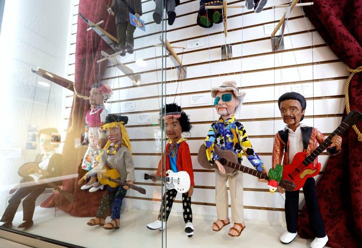 Ken Vogel's marionettes in display case