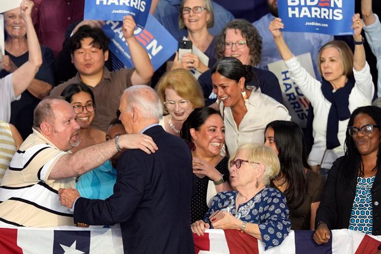 Biden supporters greet him