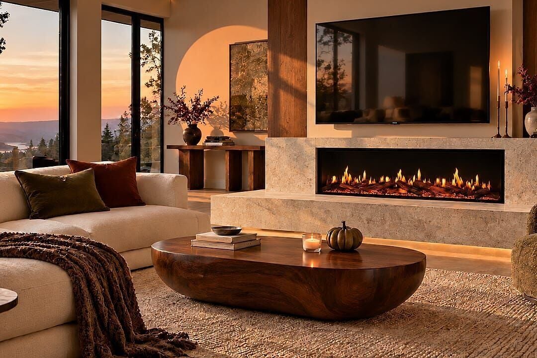 Fall fireplace décor ideas inspired by 2026 interior trends