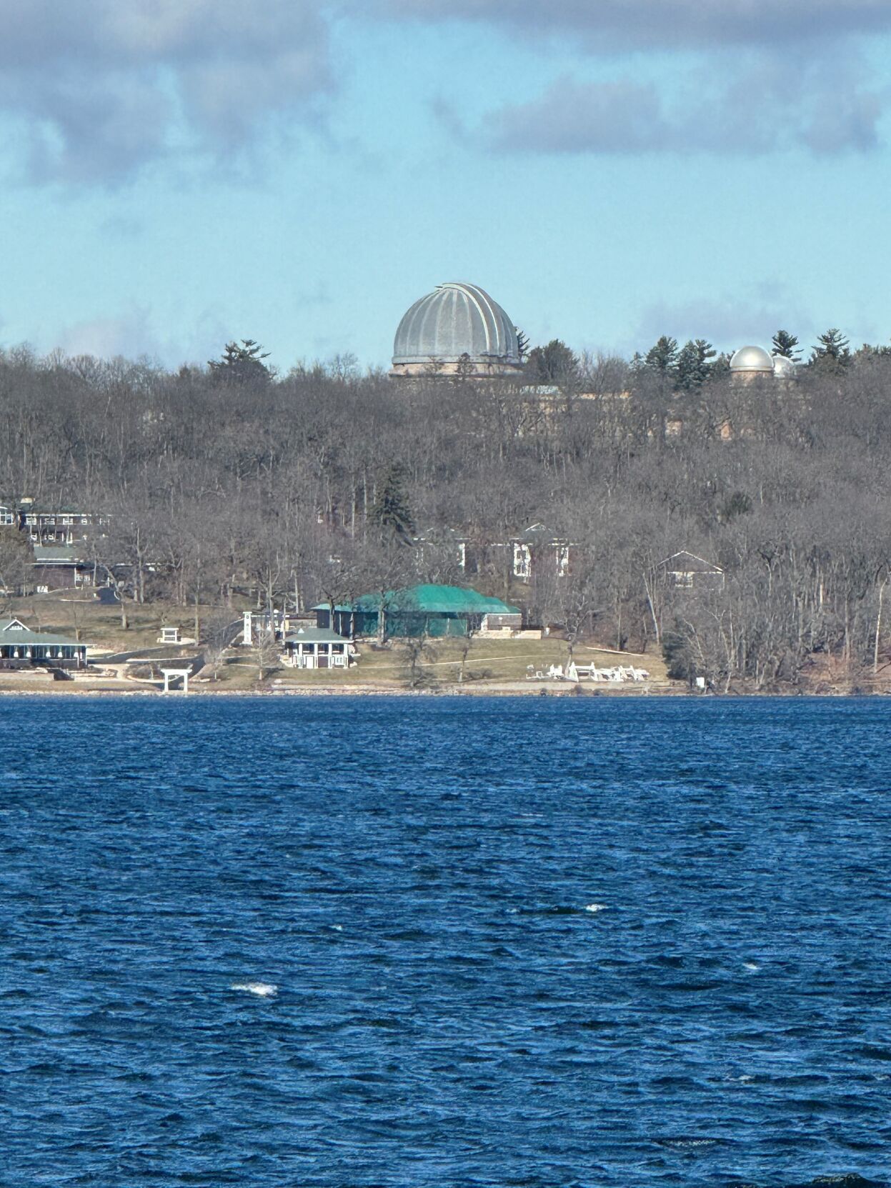 Geneva Lake as viewed from Fontana, looking toward Williams Bay and Yerkes Observatory