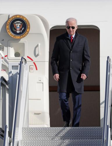 Joe Biden arrives in Madison