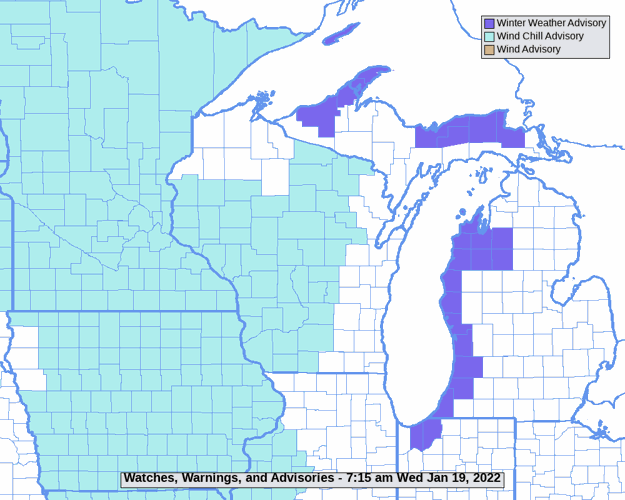 Wind chill advisories by National Weather Service