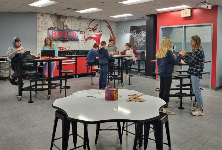 Students working in the fabrication laboratory (feb lab) facility at Fontana Elementary School