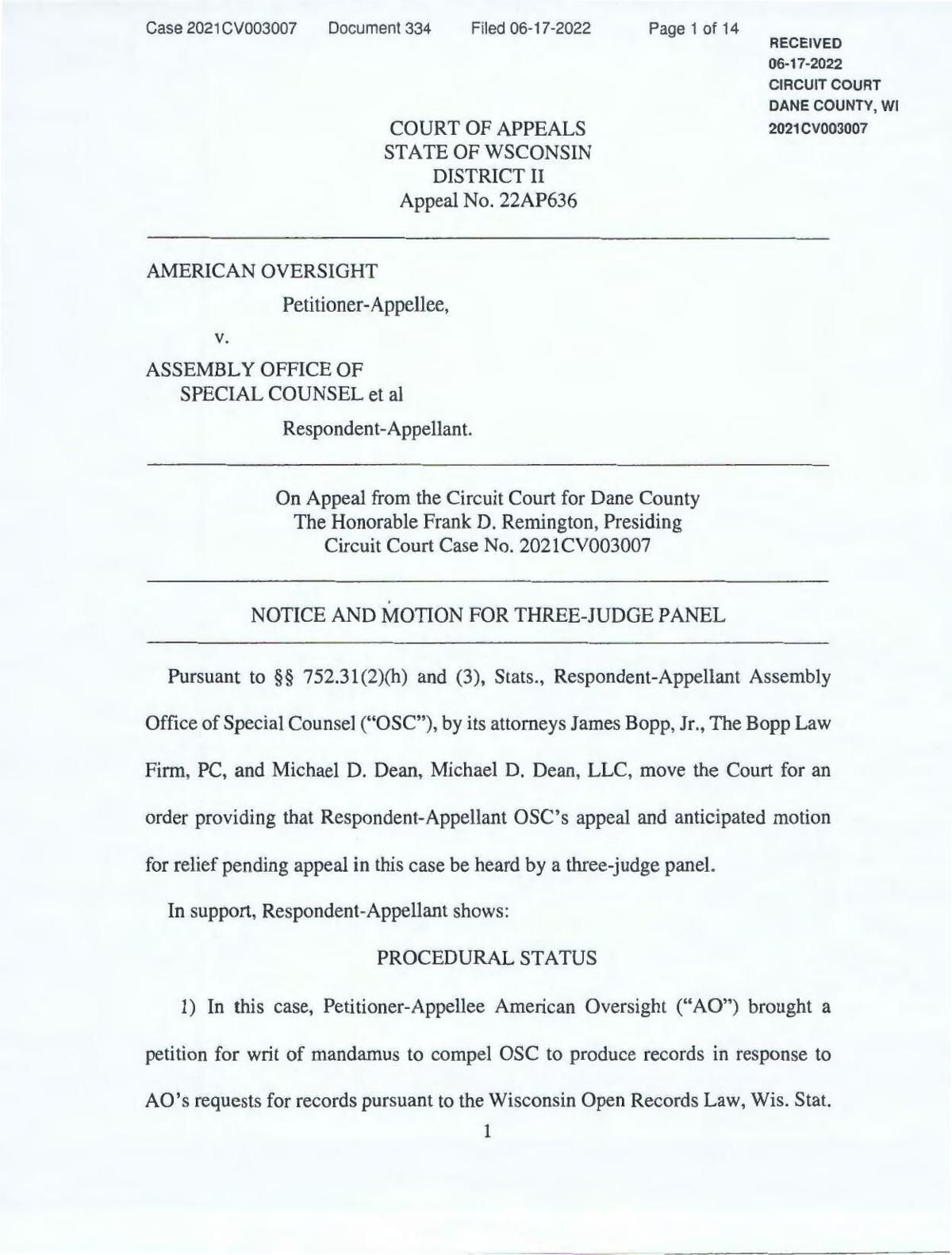 Gableman appeals contempt order