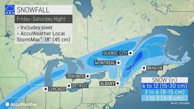 Snow Fri-Sat night by AccuWeather