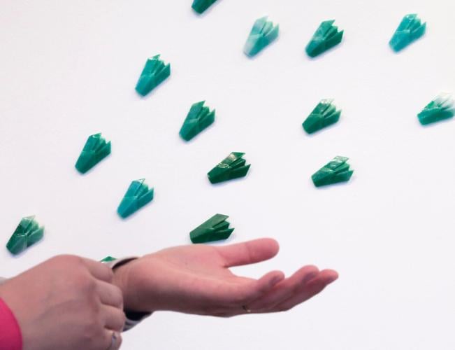 Close-up of glass cicadas by Helen Lee
