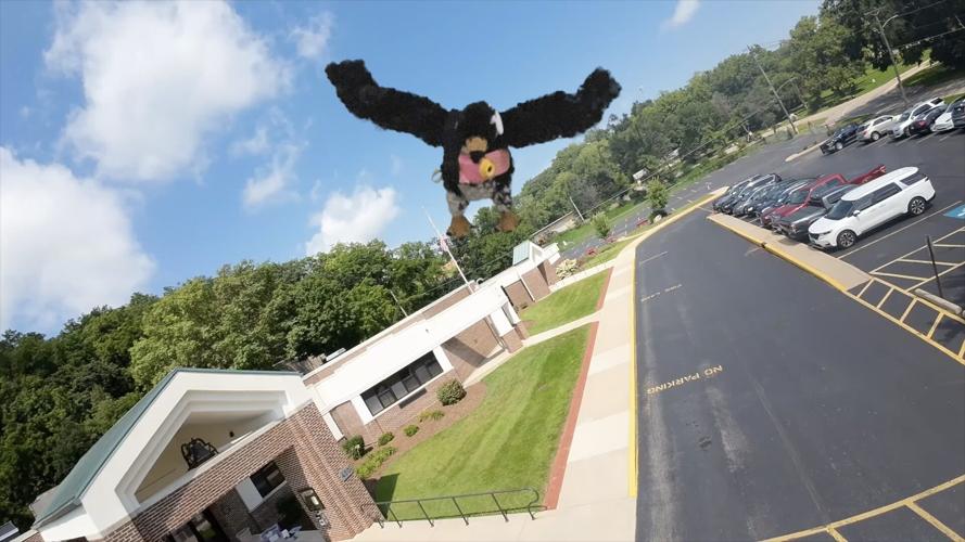 Superhero Super Falcon takes off from Fontana Elementary School to save the school and community from imminent danger