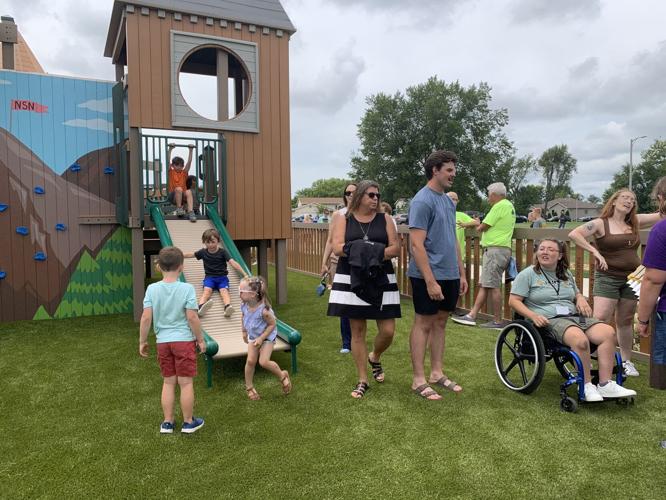 Never Say Never Playland patrons enjoy going down a slide
