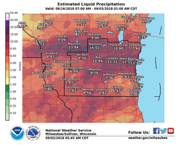 National Weather Service rainfall totals 8-16-18 through 9-2-18