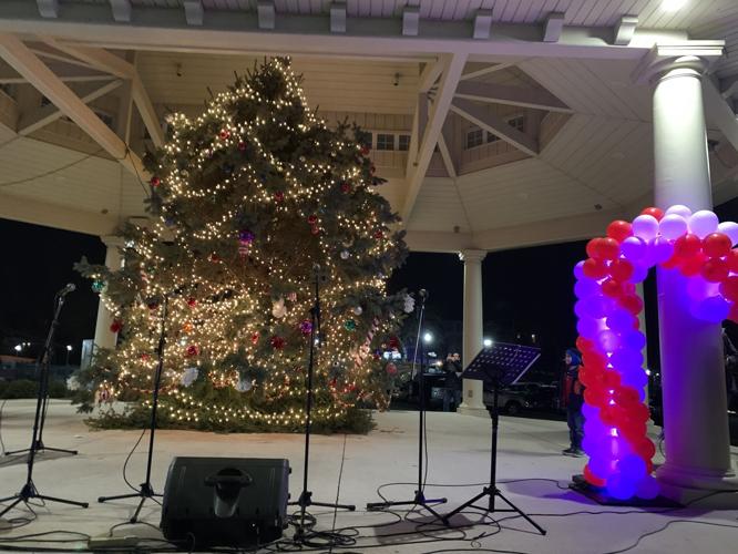 The Christmas tree at Flat Iron Park is officially lit