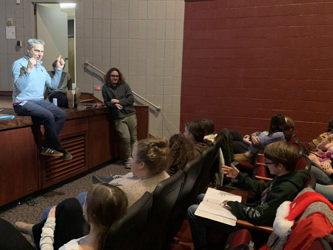 Director Andrew Stoltenberg gives the cast members some feedback after a recent rehearsal session