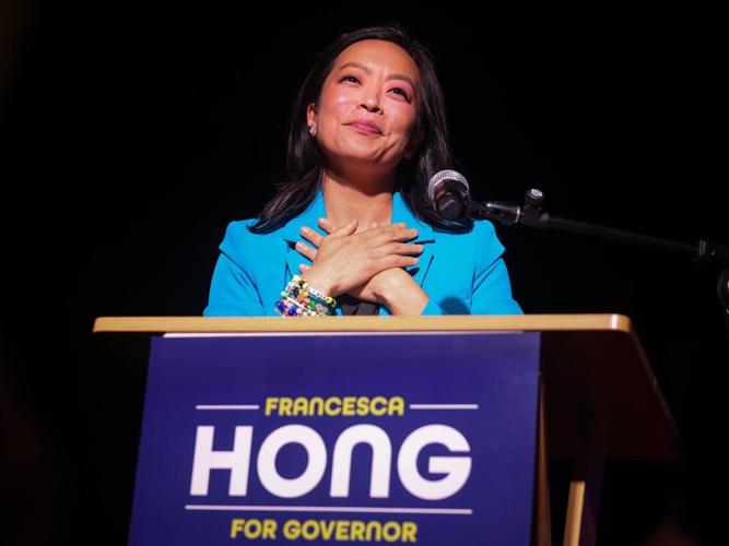 Hong with supporters