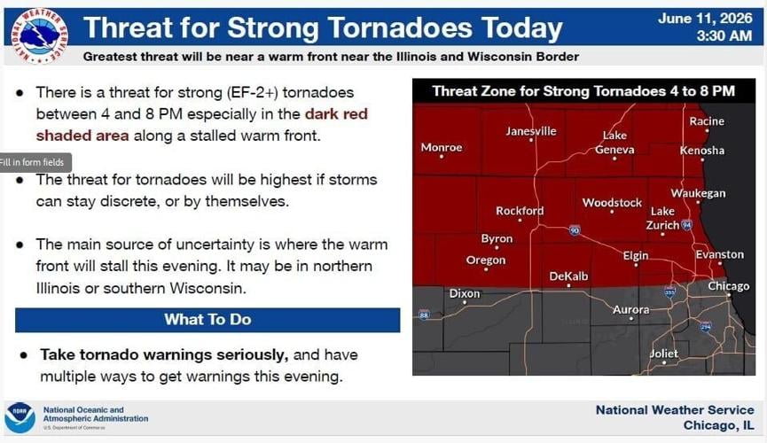 NWS strong tornadoes risk 6-12-26