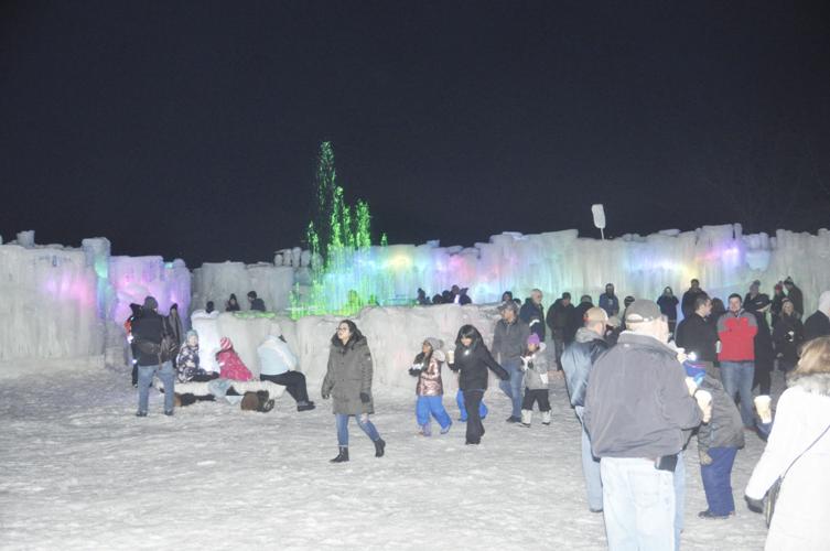 Colorful crowd shot at ice castle