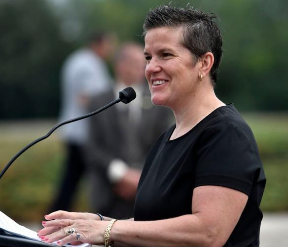 Missy Hughes speaking in 2021, Kenosha News photo
