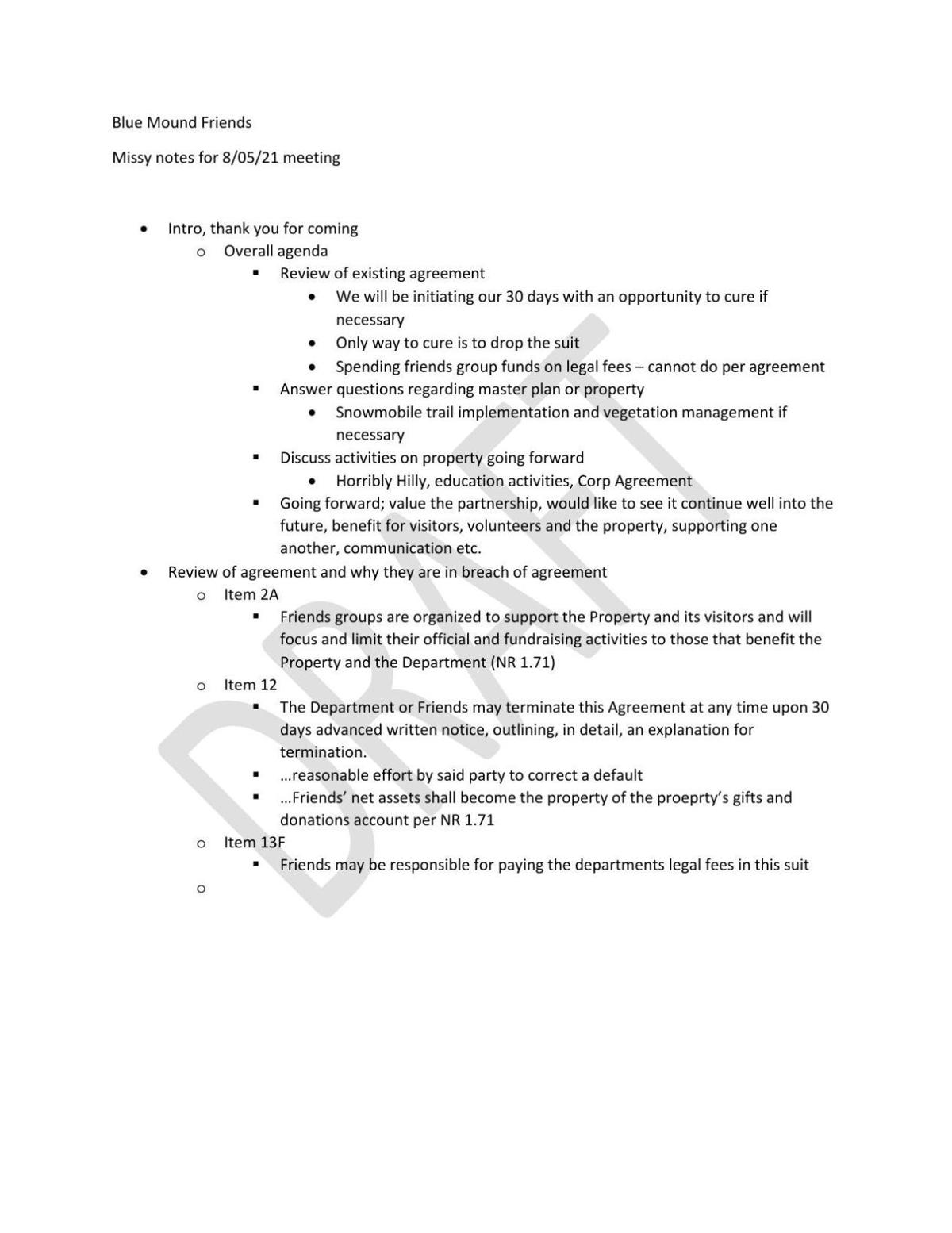 Friends of Blue Mound-DNR meeting prep notes