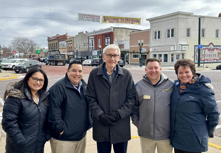 Gov. Tony Evers promotes the Shop Small Wisconsin initiative at Delavan in November.2023