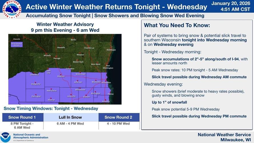 NWS winter weather advisory graphic 1-20, 1-21