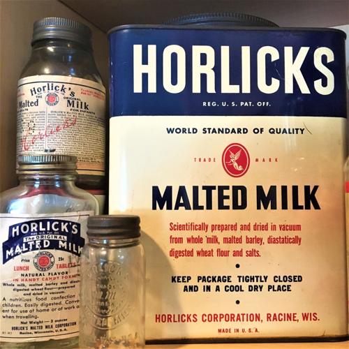 Horlick's Malted Milk tins and jars