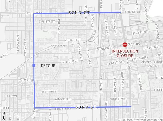 Sheridan Road Closure detour map