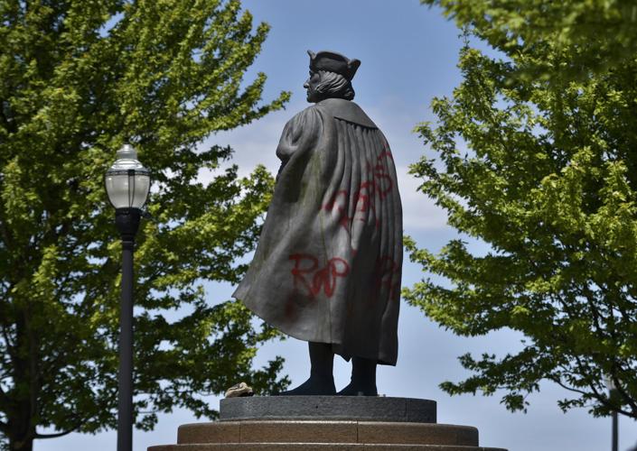 CHRISTOPHER COLUMBUS STATUE DEFACED