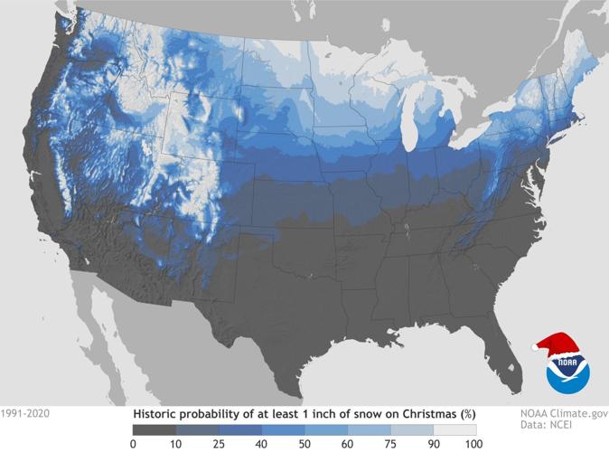 Probability of a white Christmas 1991-2020