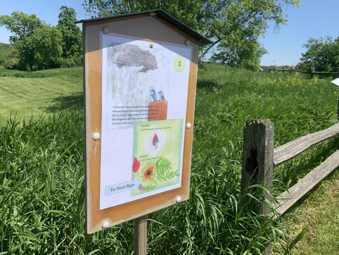 Stations along a path at Four Seasons Nature Preserve tell a portion of the story for the storybook trail