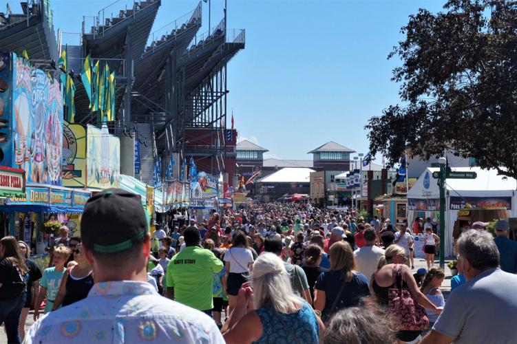 Opening day afternoon crowd on Grandstand Avenue at the 2022 Wisconsin State Fair