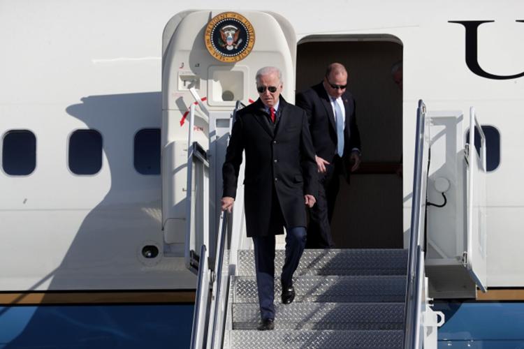 Joe Biden arrives in Madison