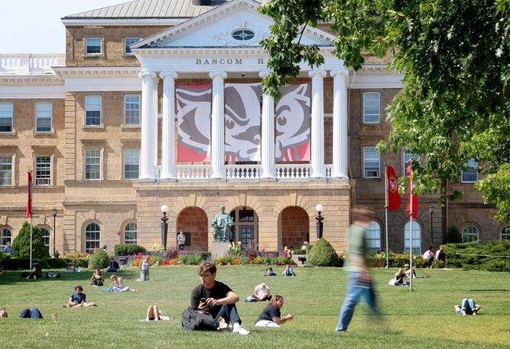 UW-Madison students on Bascom Hill, State Journal photo