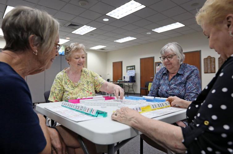 Elaine playing mahjong