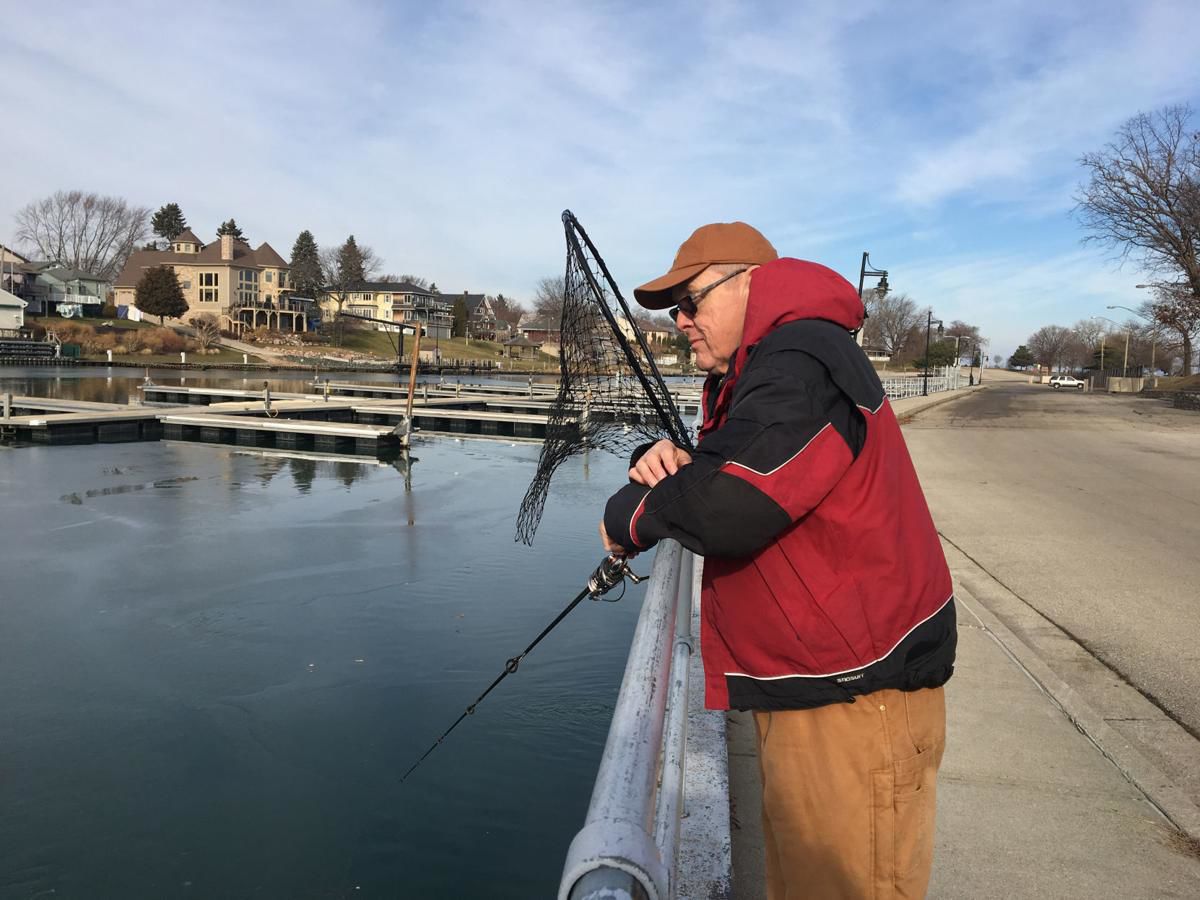John Hansen fishing in Lake Michigan in Kenosha
